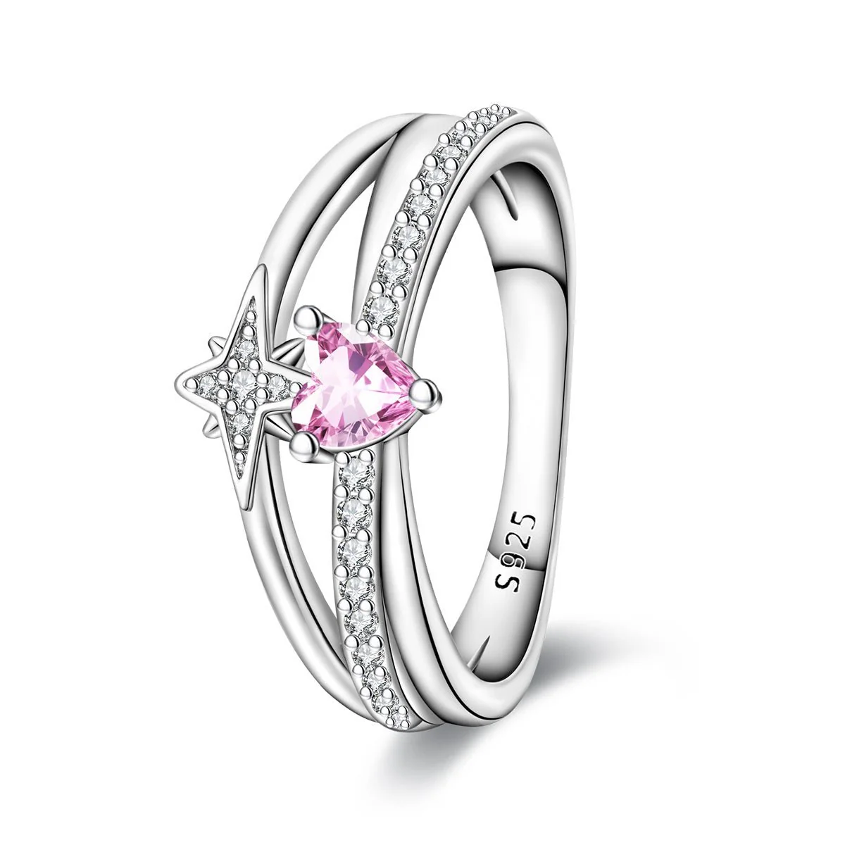 Celestial Pink Heart Gemstone Ring