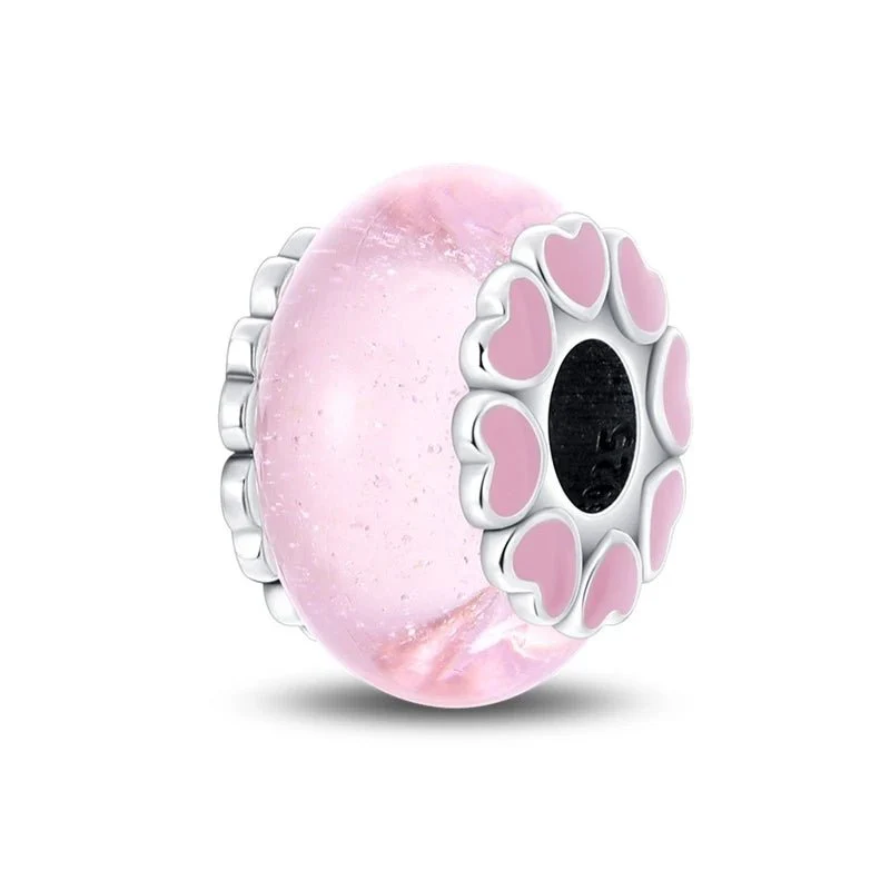 Matte Pink Murano Glass Charm
