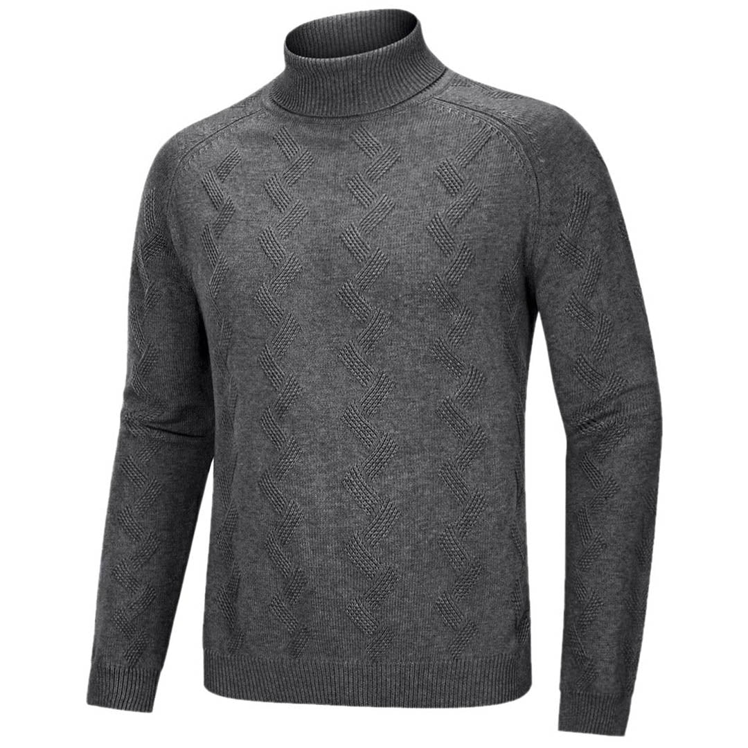 Men's Cotton Sweaters Long Sleeves Pullover Knitted Turtleneck