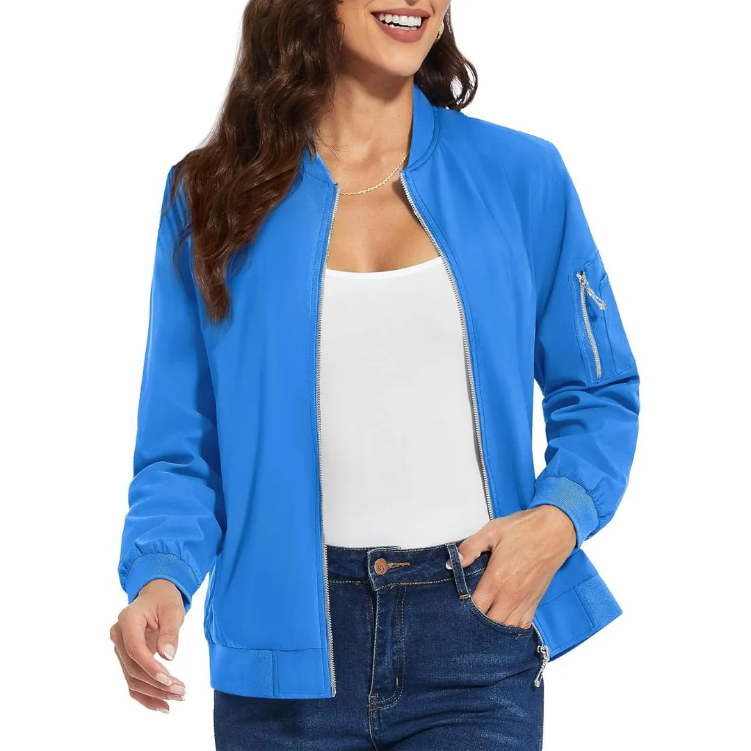 Women's Lightweight Casual Windbreaker Bomber Jackets