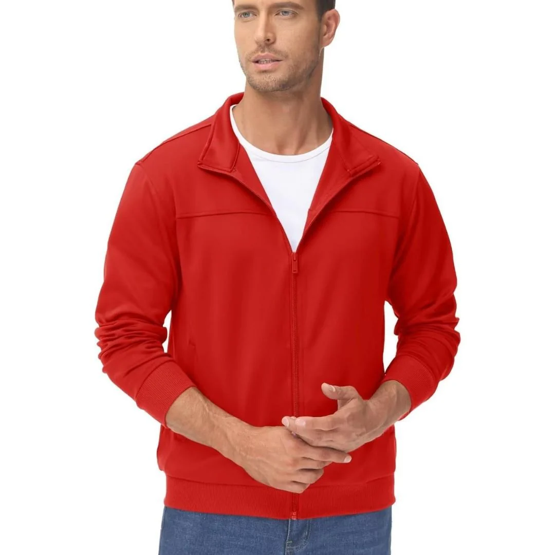 Men's Track Lightweight Full Zip Up Stand Collar Jacket