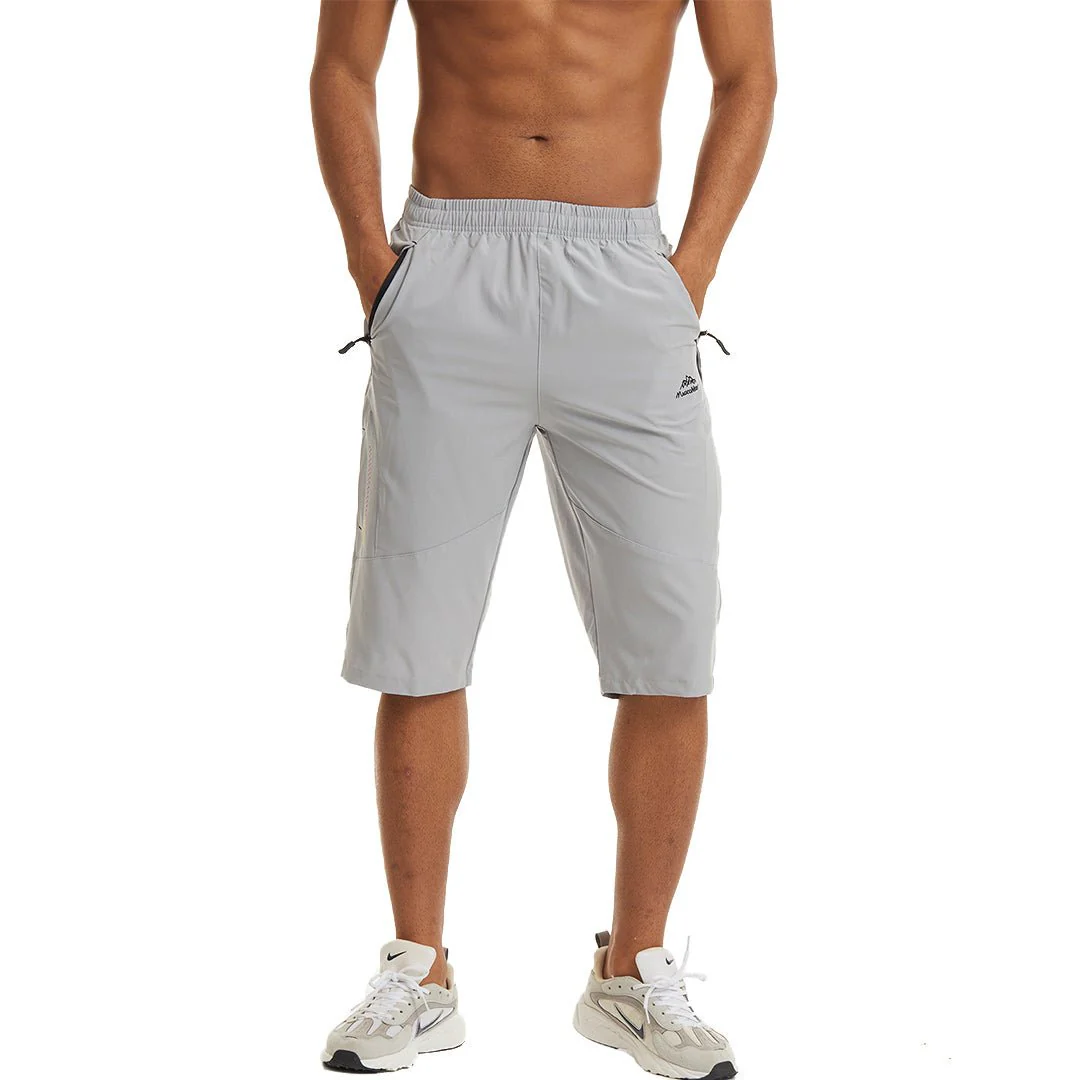 Men's Quick Dry 3/4 Capri Zipper Pockets Long Shorts