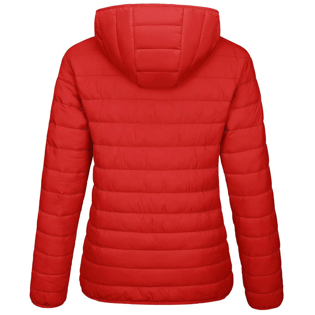 Women's Lightweight Puffer Full-zip Water-Resistant Winter Coat with Hood