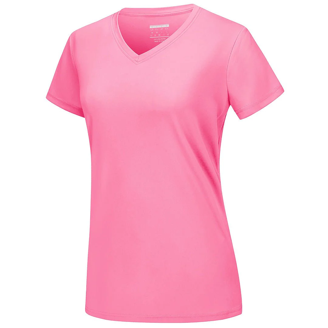Women's UPF 50+ Sun Protection V-Neck Quick Dry Short Sleeve T-shirts
