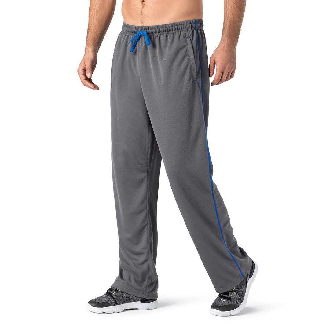 Men's Casual Open Bottom Mesh Sweatpants with Pockets