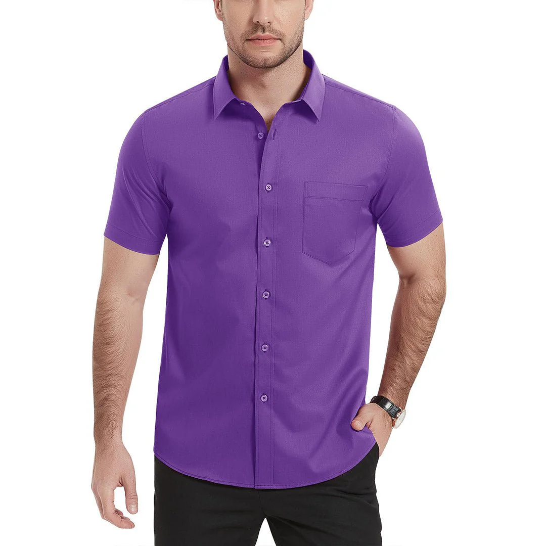 Men's Summer Casual Regular Fit Button Down Short Sleeve T-shirt