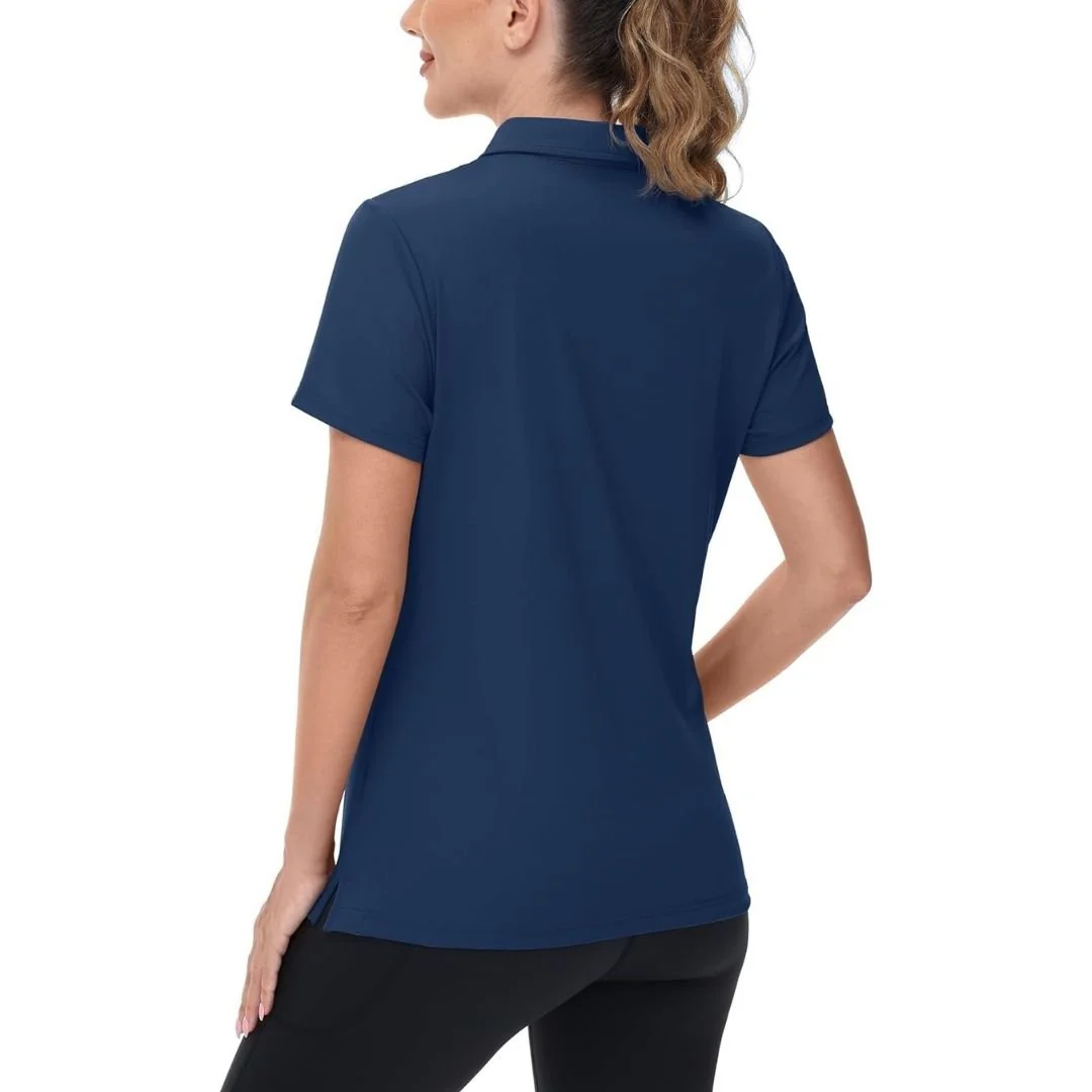Womens V Neck Quick Dry UPF 50+ Golf Polo Shirt