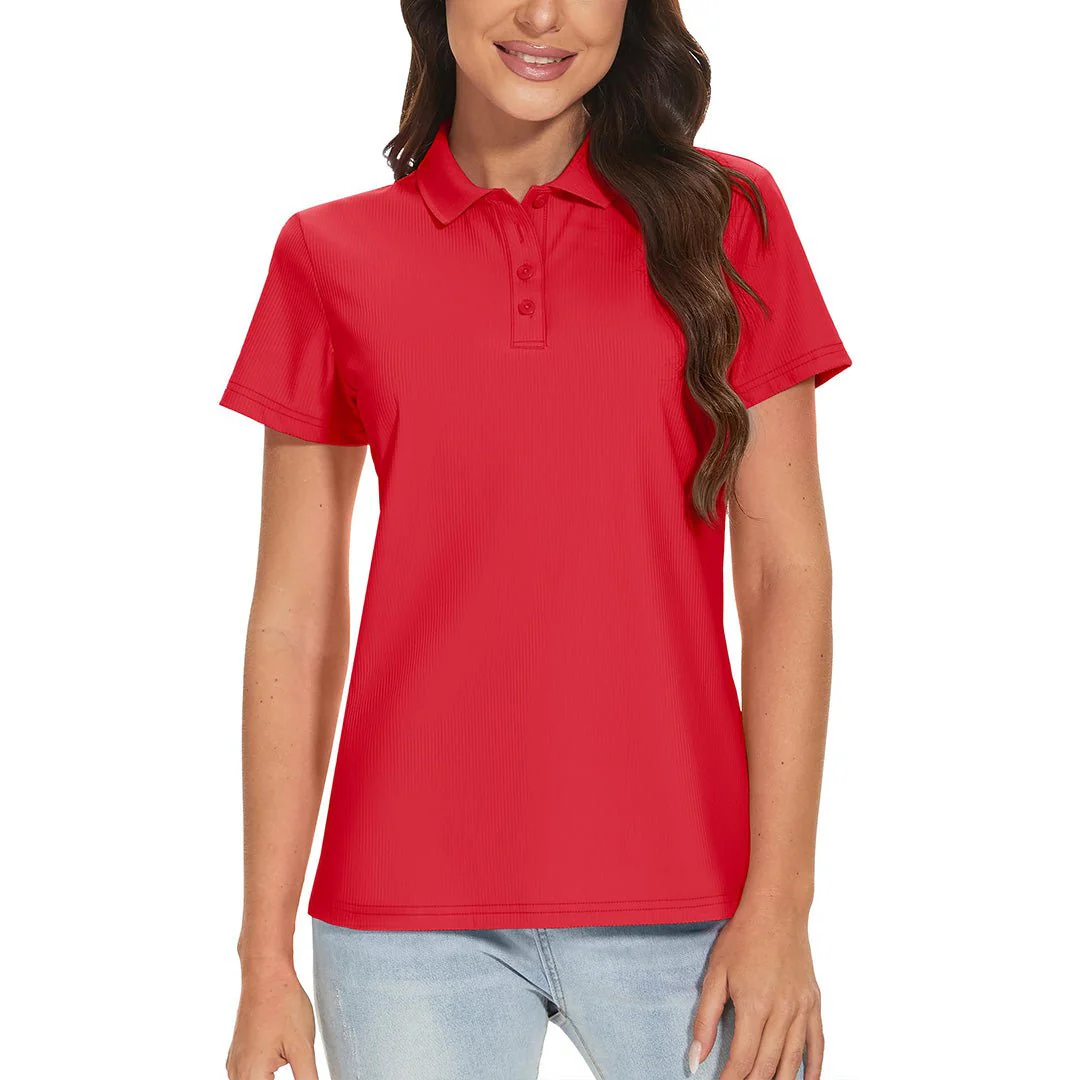 Women's Golf Tennis 4-Button Lightweight Quick-Dry Polo Collared Shirts