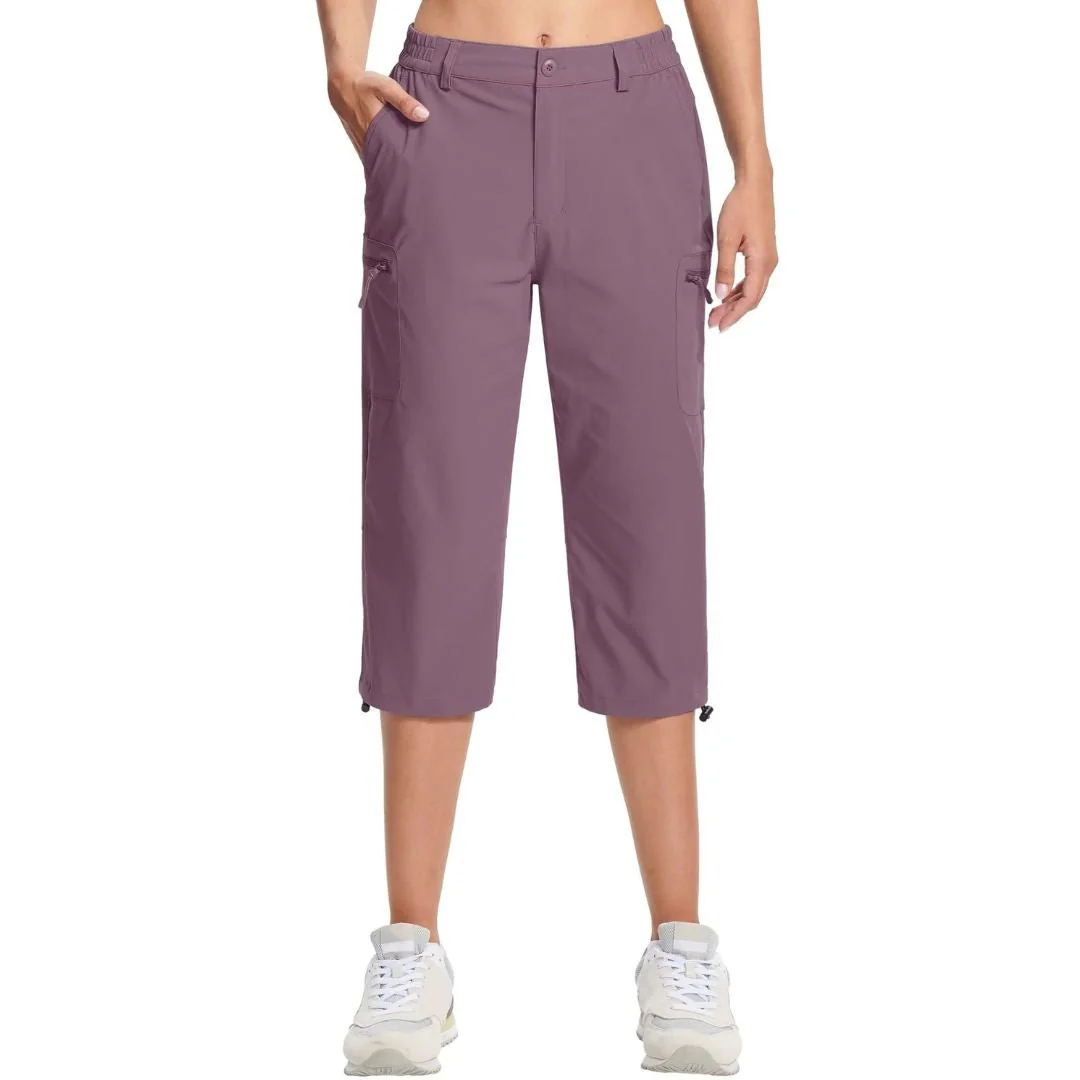 Women's Hiking Pants Cargo Capris Lightweight Stretch Water Resistant Joggers