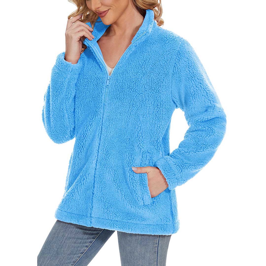 Women's Sherpa Fleece Full Zip Fuzzy Jackets