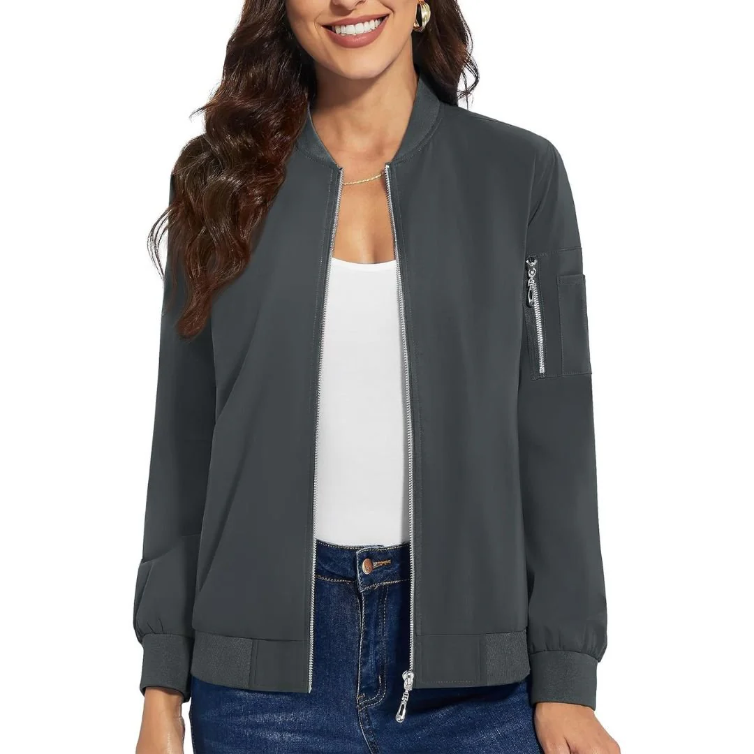 Women's Lightweight Casual Windbreaker Bomber Jackets