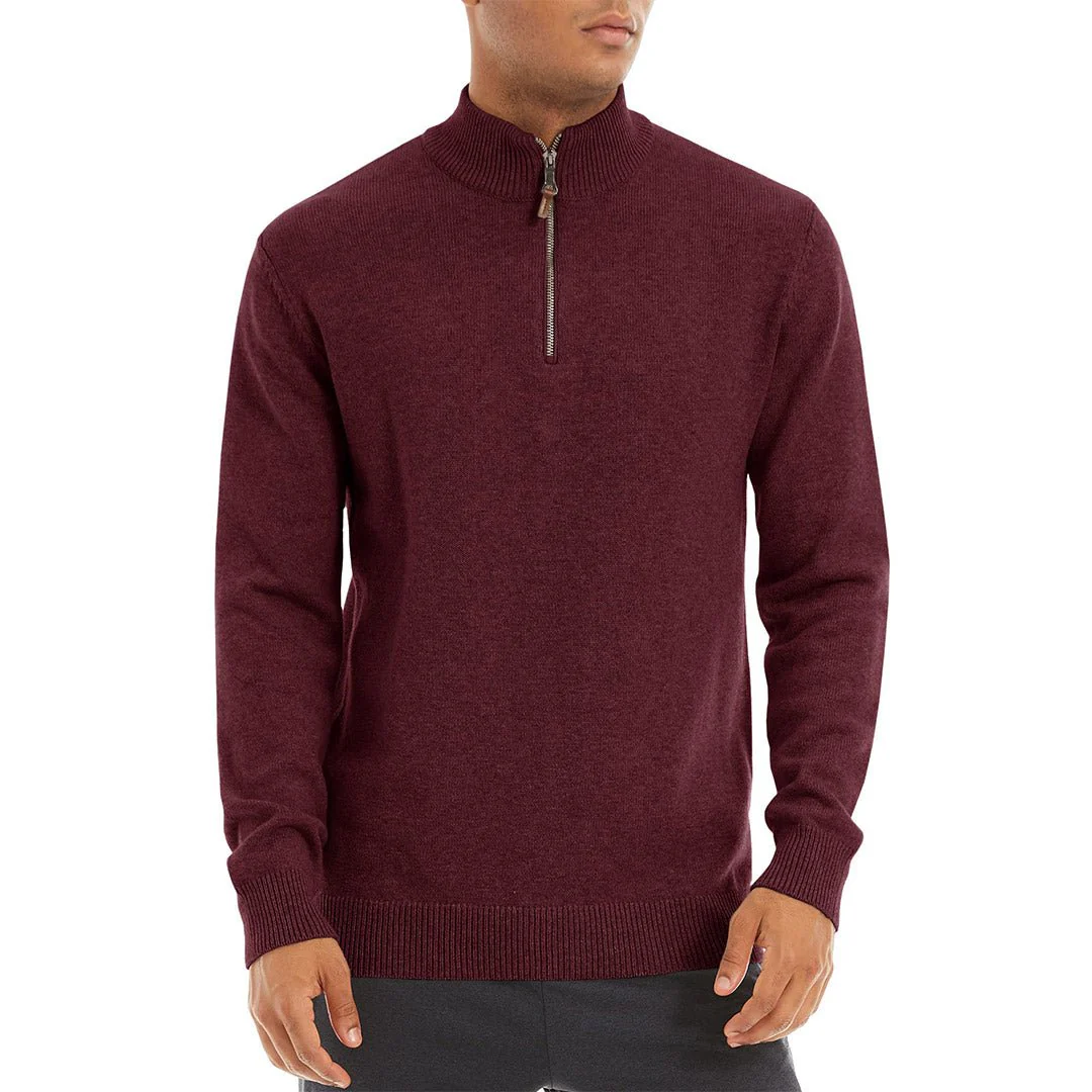Men's Quarter-Zip Sweater Casual Pullover Knitted Jumper
