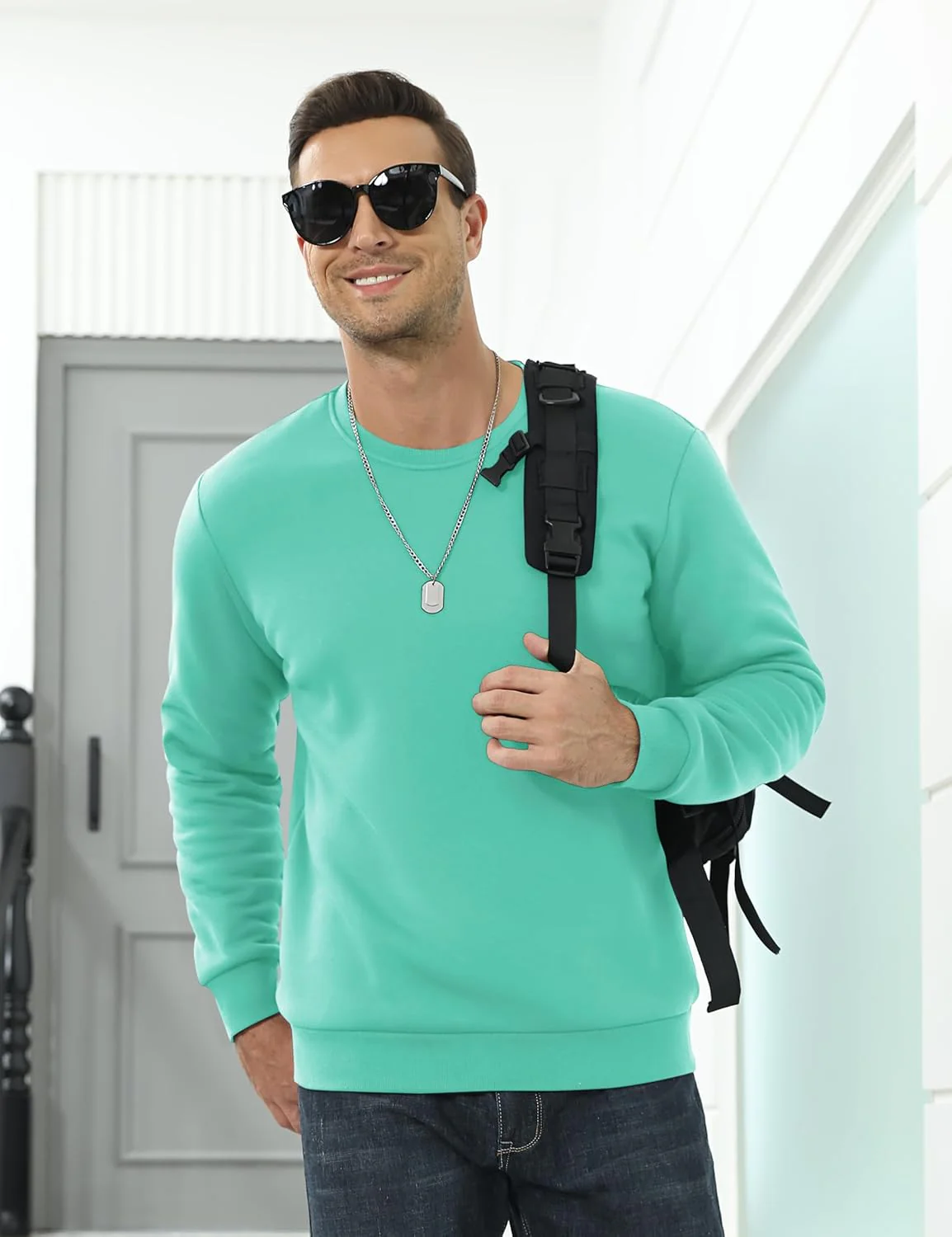 Men's Uncw Sweatshirts Vintage Crewneck Winter Active Warm Outdoor