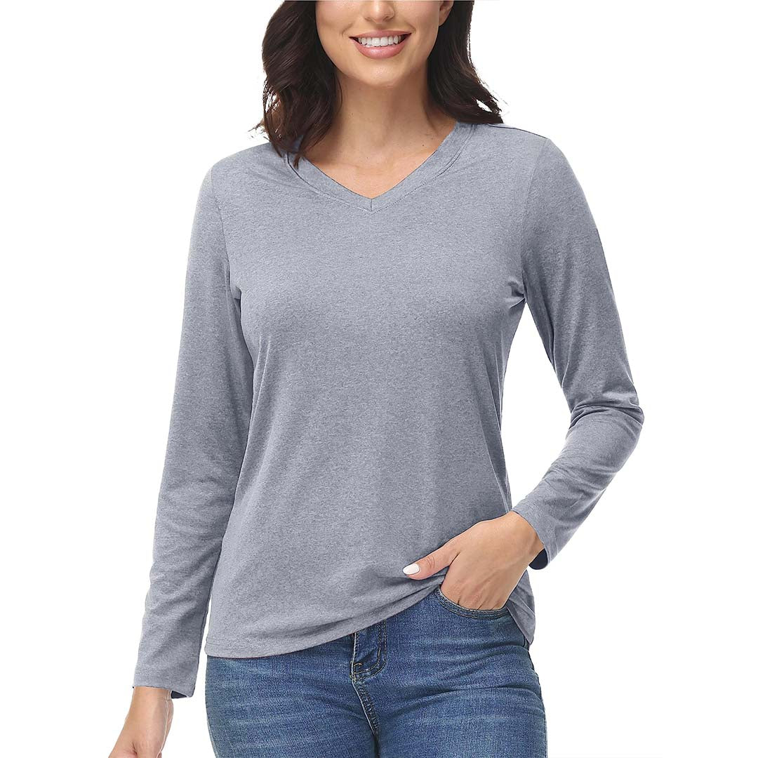 Women's V-Neck Sun Shirts UPF 50+ Long Sleeve T-Shirts