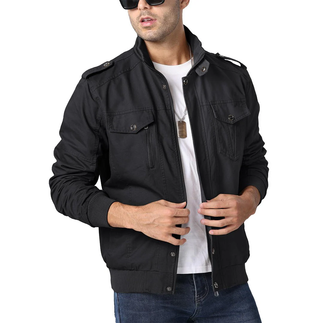 Men's Lightweight Casual Cotton Military Cargo Jacket