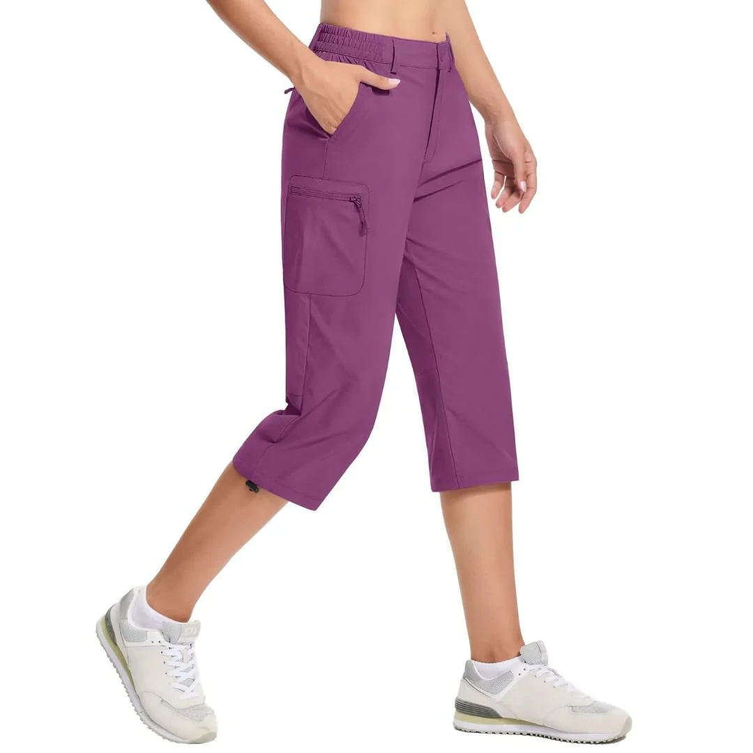Women's Hiking Pants Cargo Capris Lightweight Stretch Water Resistant Joggers