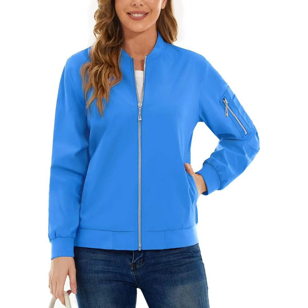 Women's Lightweight Casual Windbreaker Bomber Jackets