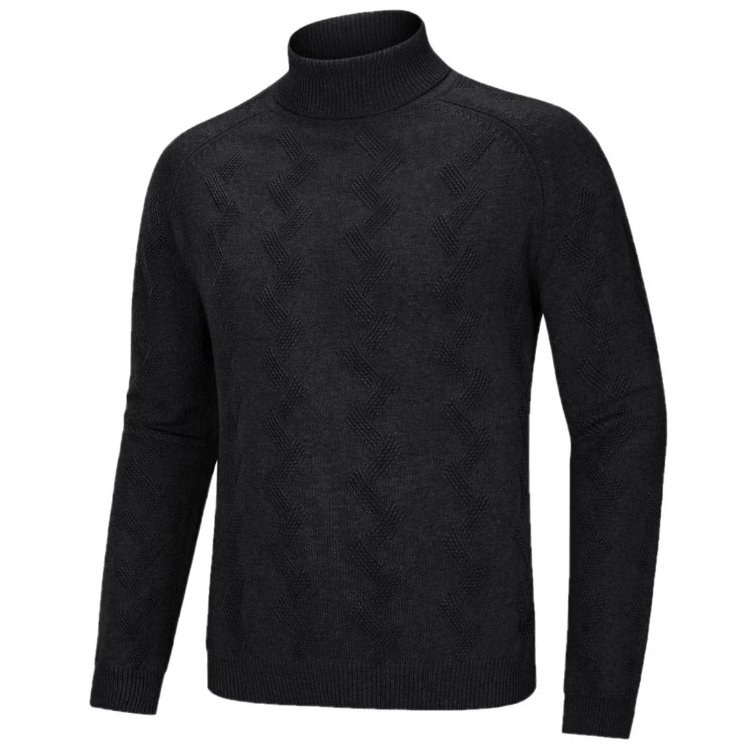 Men's Cotton Sweaters Long Sleeves Pullover Knitted Turtleneck