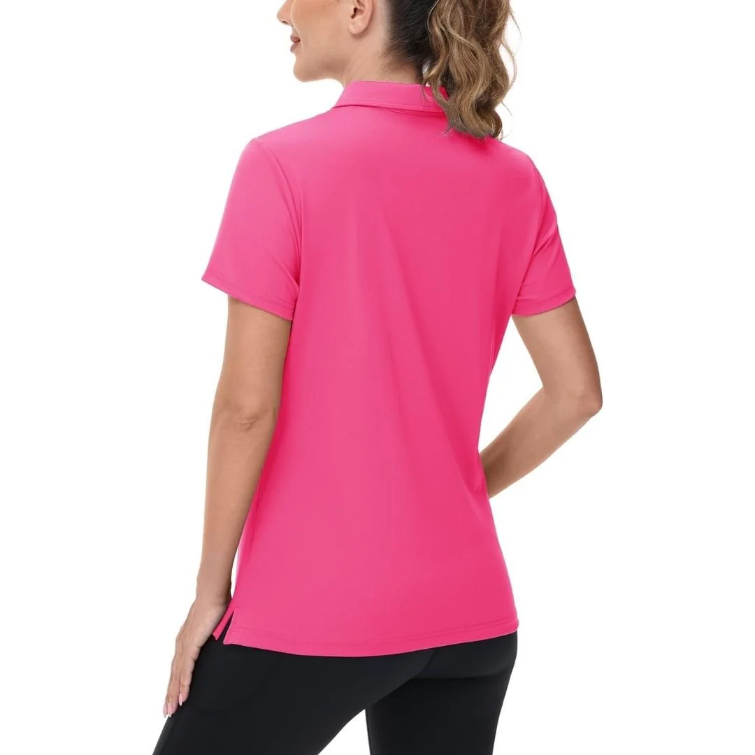 Womens V Neck Quick Dry UPF 50+ Golf Polo Shirt