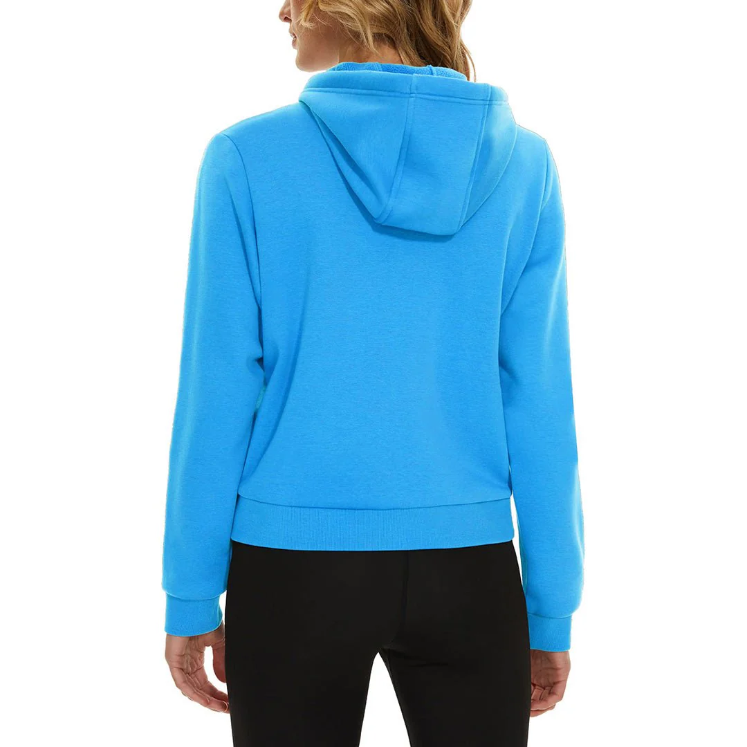 Women's Fleece Lined Full Zip Crop Tops Hoodies