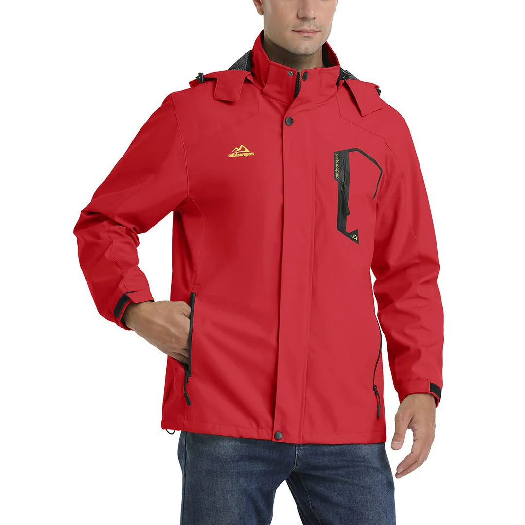 Men's Lightweight Waterproof Windproof Outdoor Hiking Jacket with Zipped Pockets