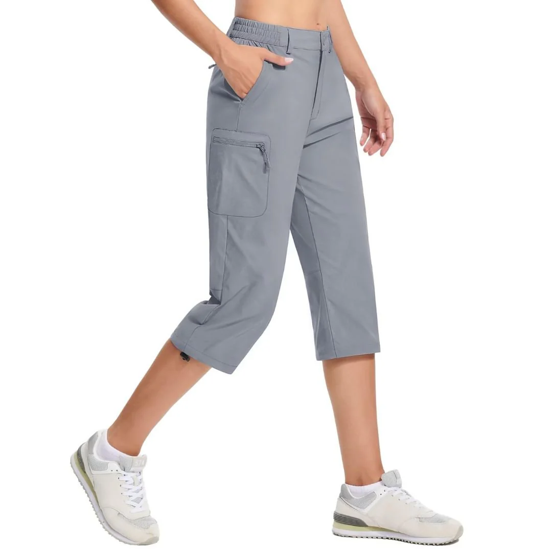 Women's Hiking Pants Cargo Capris Lightweight Stretch Water Resistant Joggers