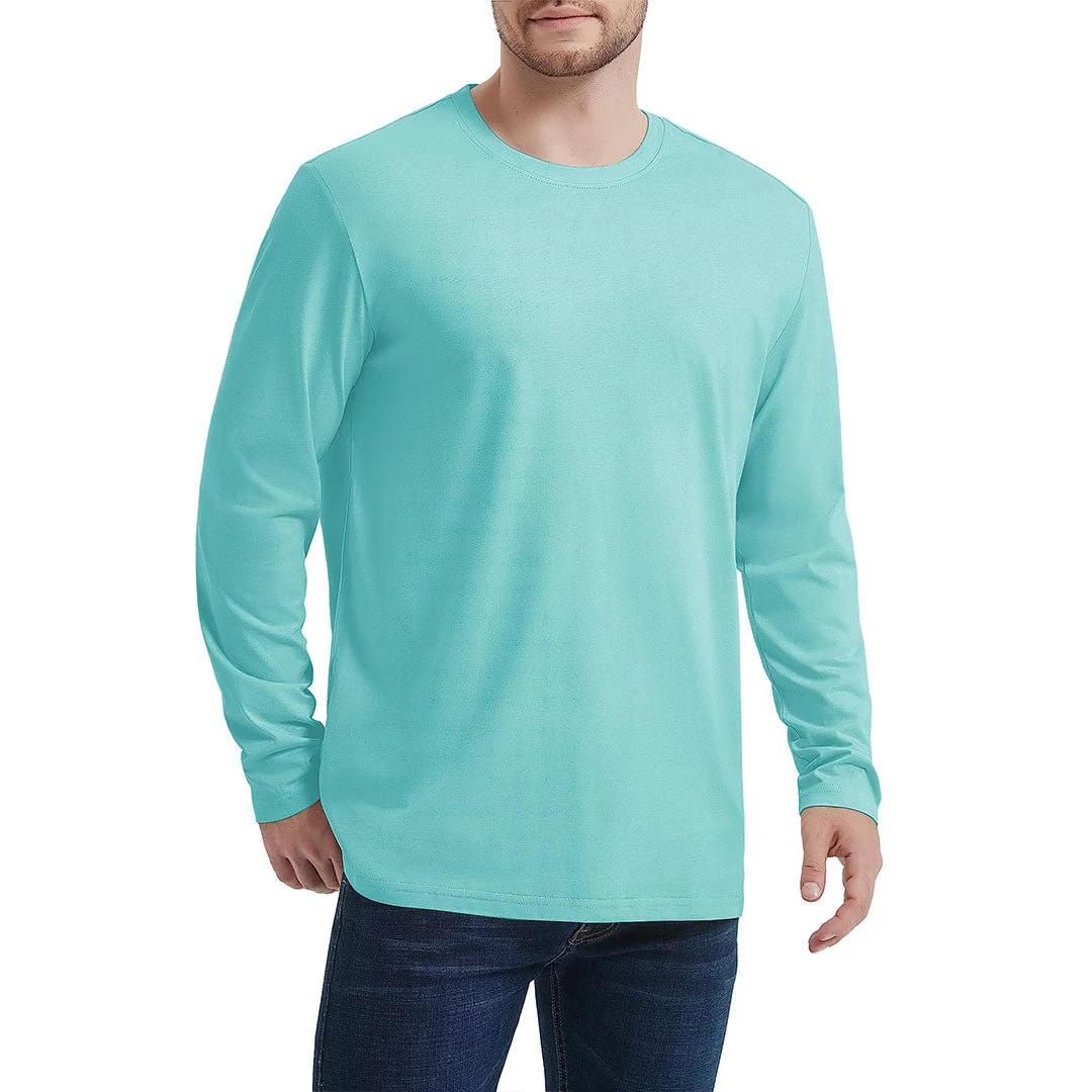 Men's Cotton Solid Color Classic Casual Long Sleeve T-shirt