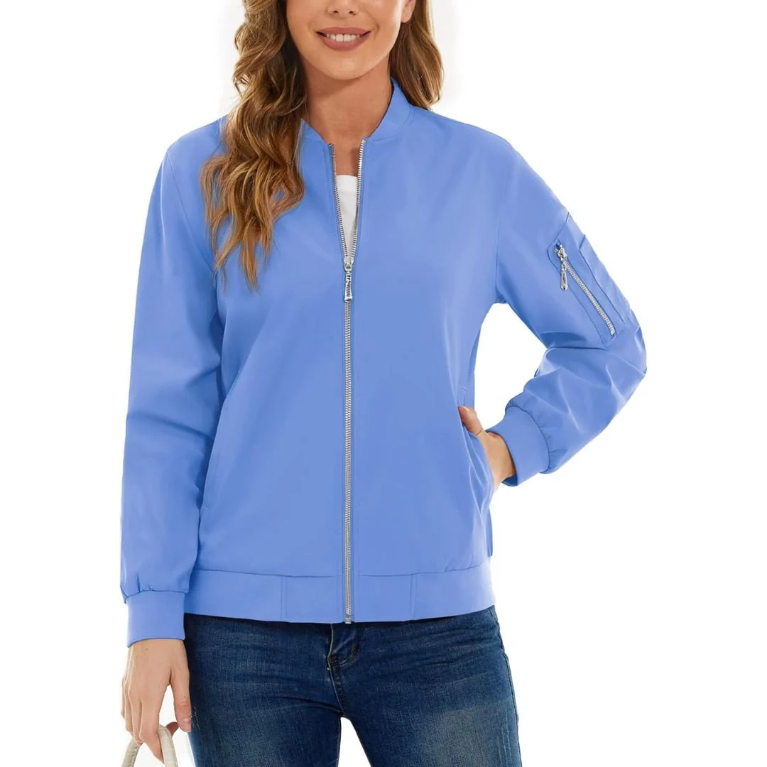 Women's Lightweight Casual Windbreaker Bomber Jackets