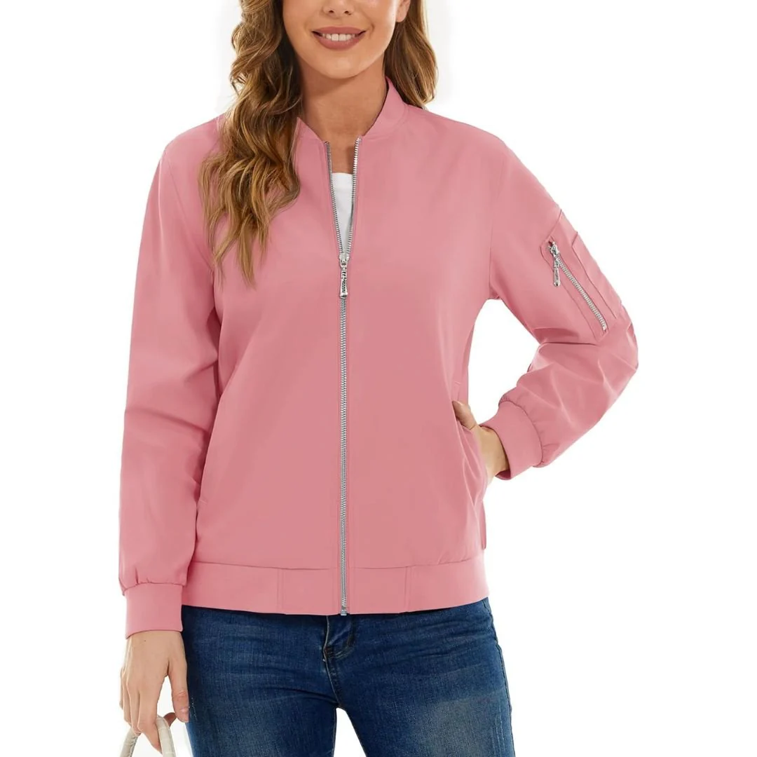 Women's Lightweight Casual Windbreaker Bomber Jackets