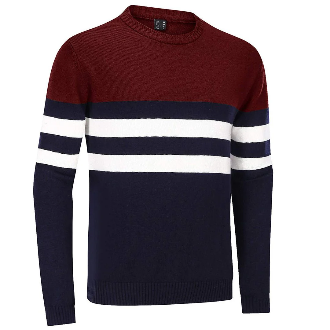 Men's Sweater Crewneck Classic Pullover Striped