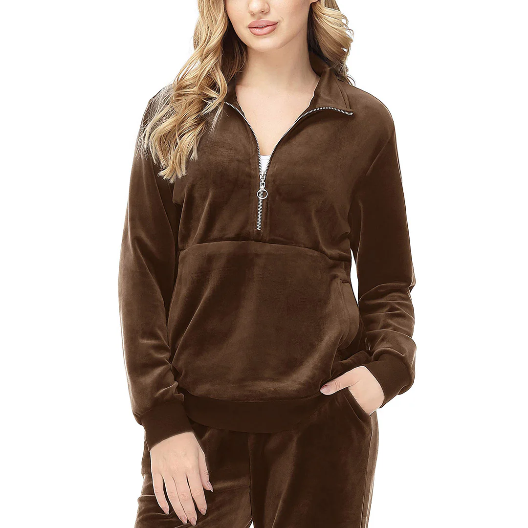 Women's Half Zip Velour Pullovers