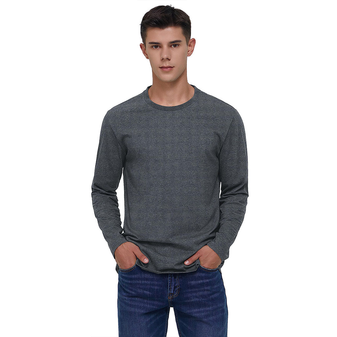 Men's Cotton Solid Color Classic Casual Long Sleeve T-shirt