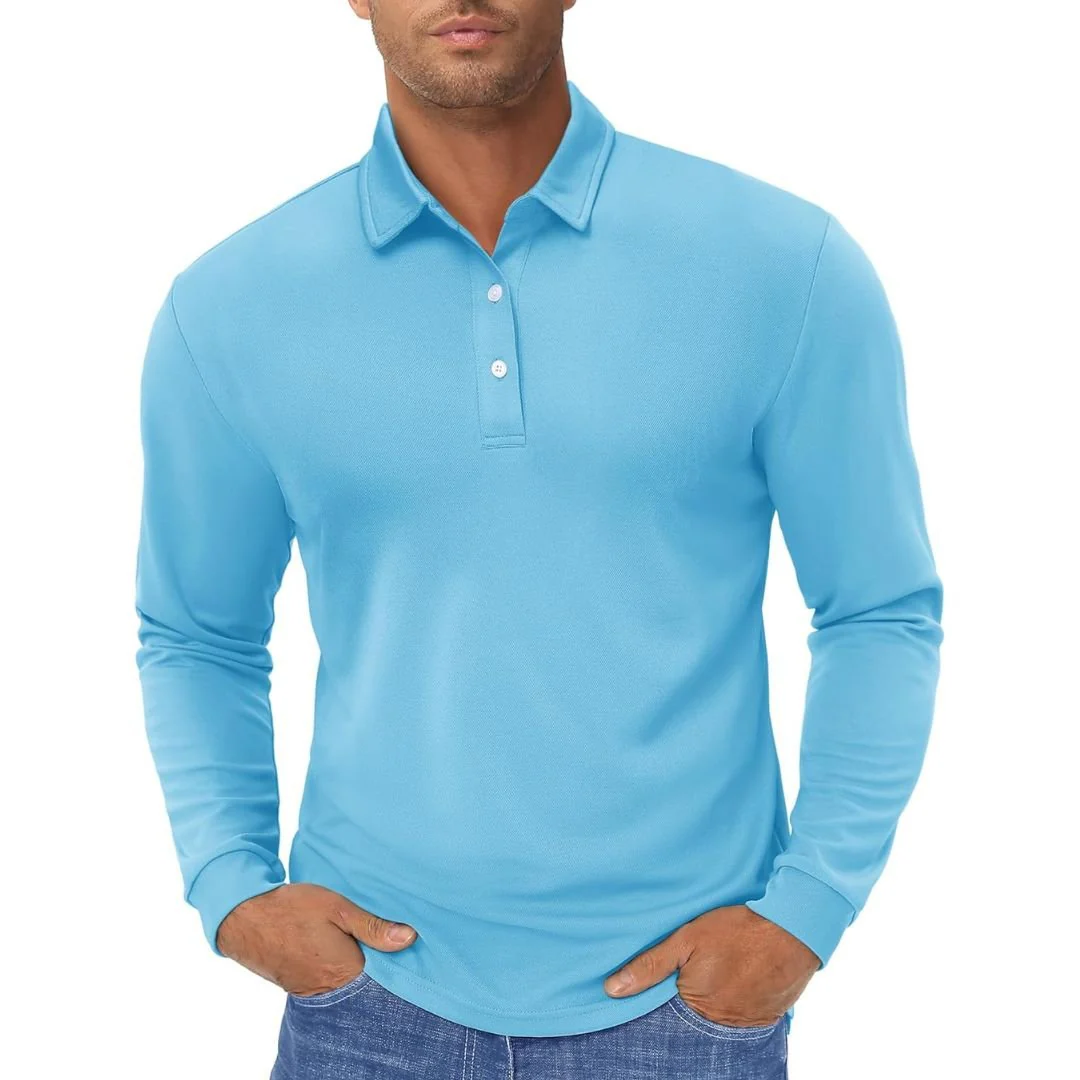 Men's Quick Dry Golf Polo Long Sleeve Shirt