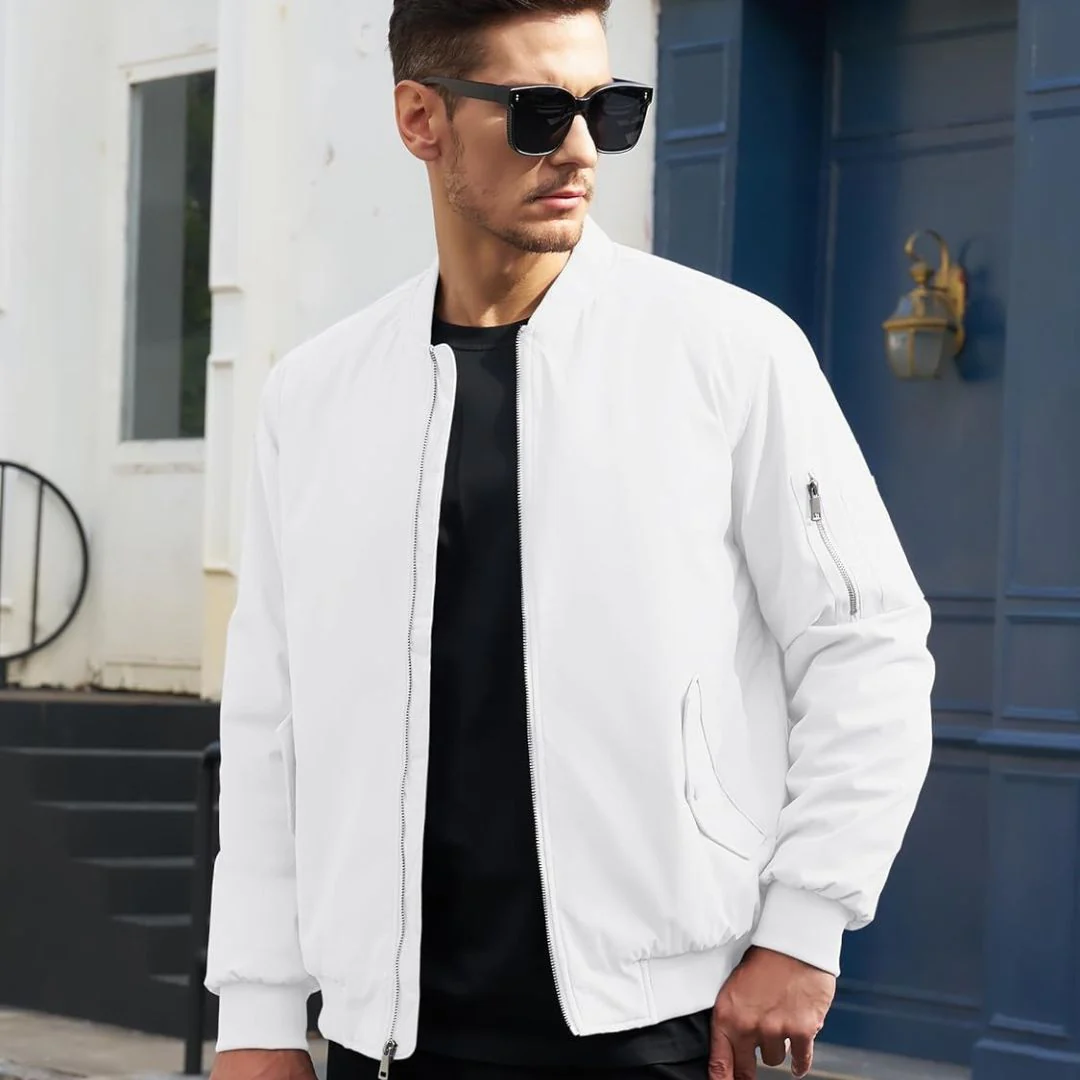 Men's Bomber Jacket Windbreaker Thermal Warm Winter Padded Coats