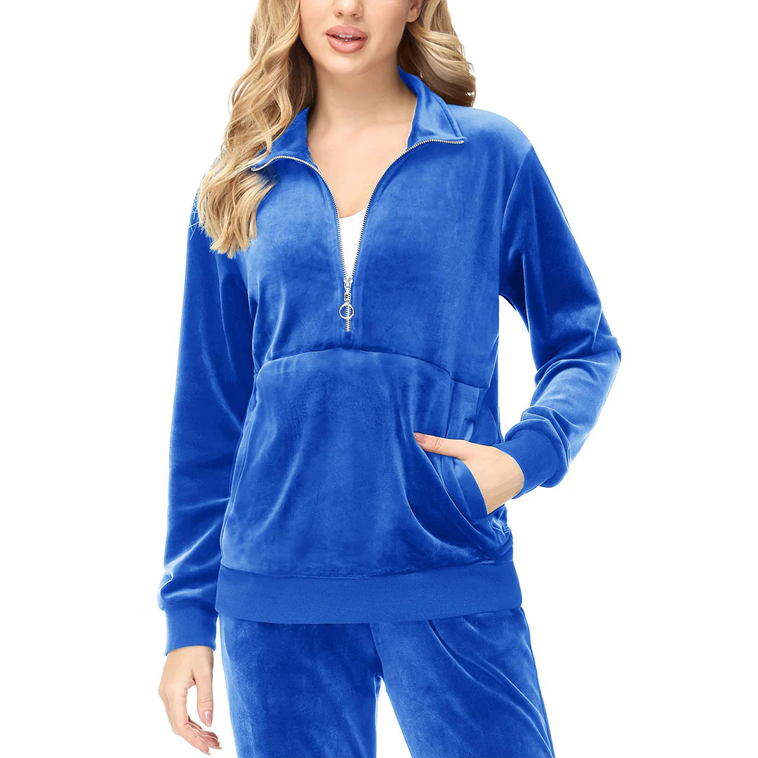 Women's Half Zip Velour Pullovers