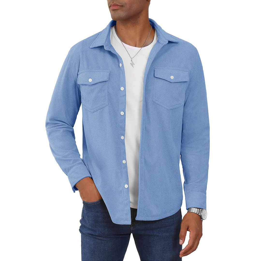 Men's Casual Shacket Lightweight Corduroy Shirt Jacket