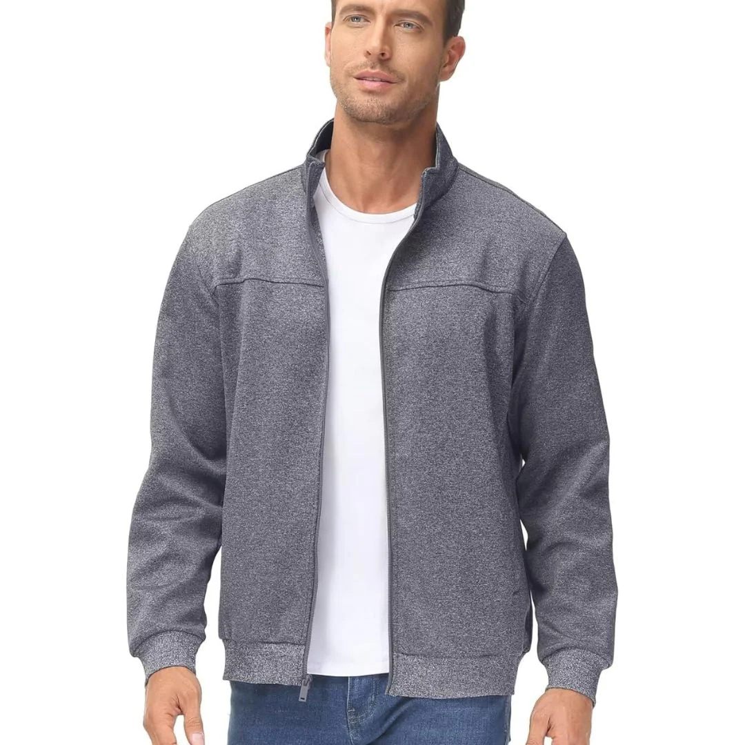 Men's Track Lightweight Full Zip Up Stand Collar Jacket