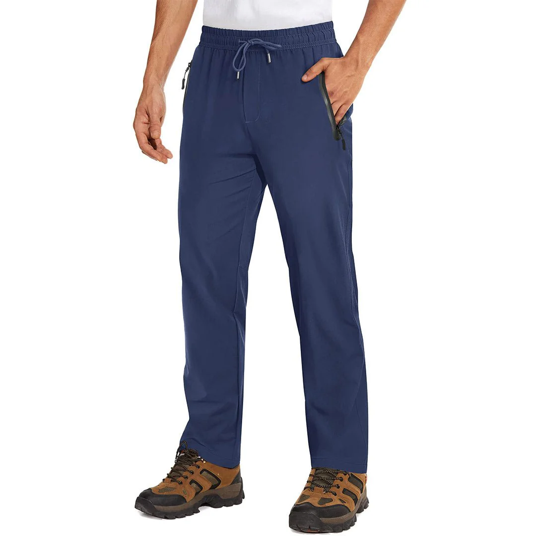 Men's Lightweight Hiking Pants Quick Dry Running Sweatpants With Zipper Pockets