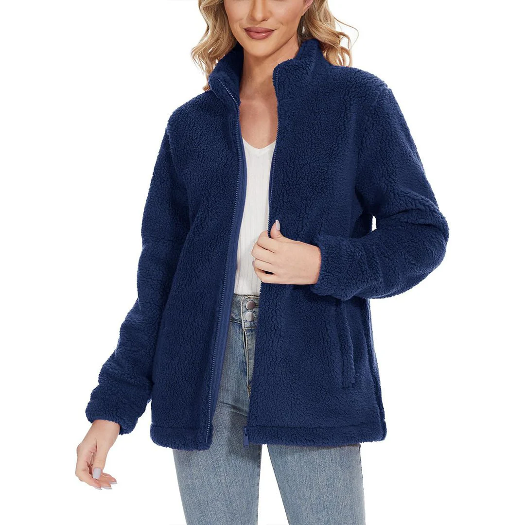 Women's Sherpa Fleece Full Zip Fuzzy Jackets