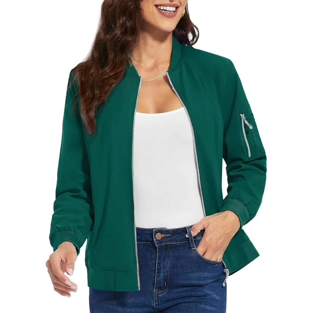 Women's Lightweight Casual Windbreaker Bomber Jackets