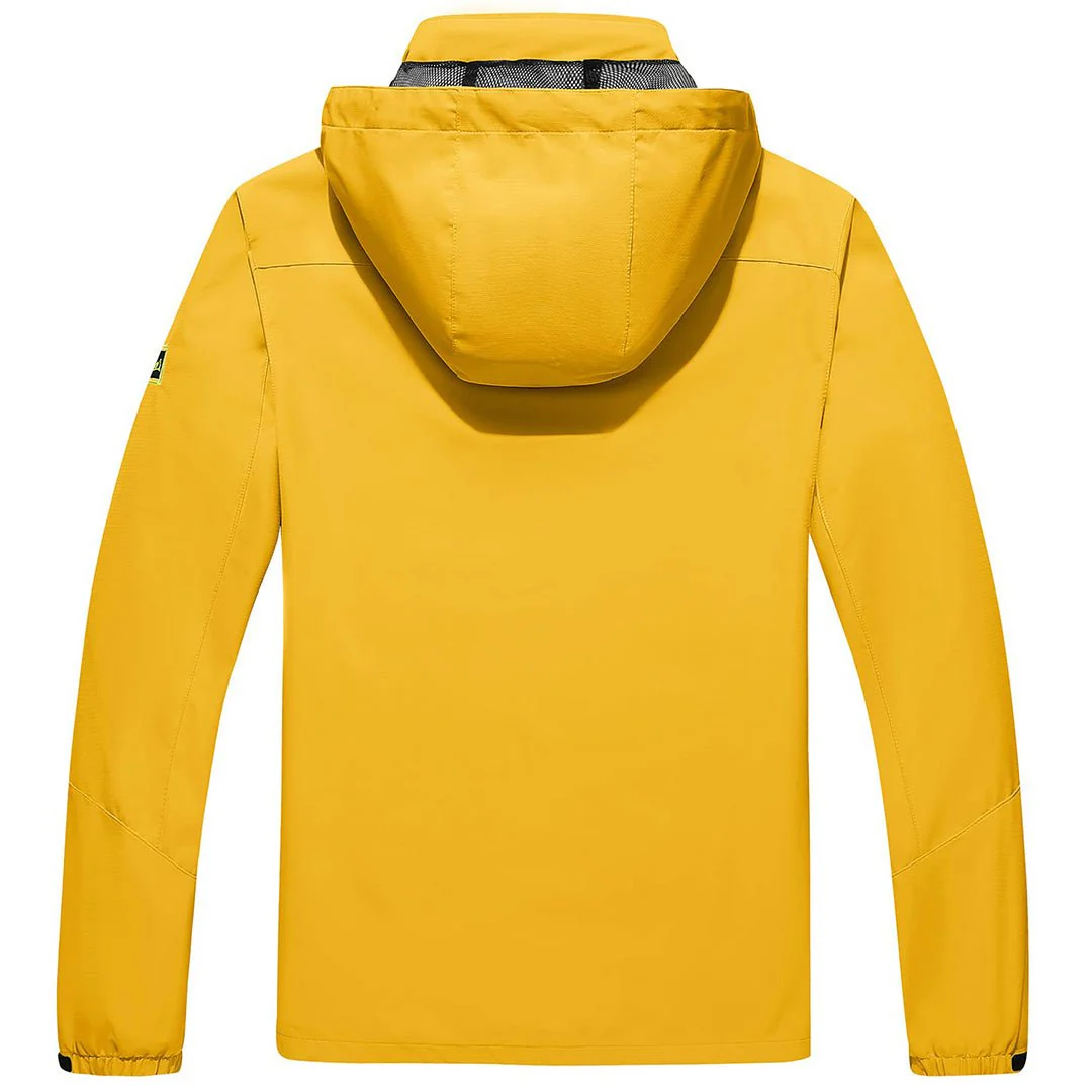 Men's Lightweight Waterproof Windproof Outdoor Hiking Jacket with Zipped Pockets