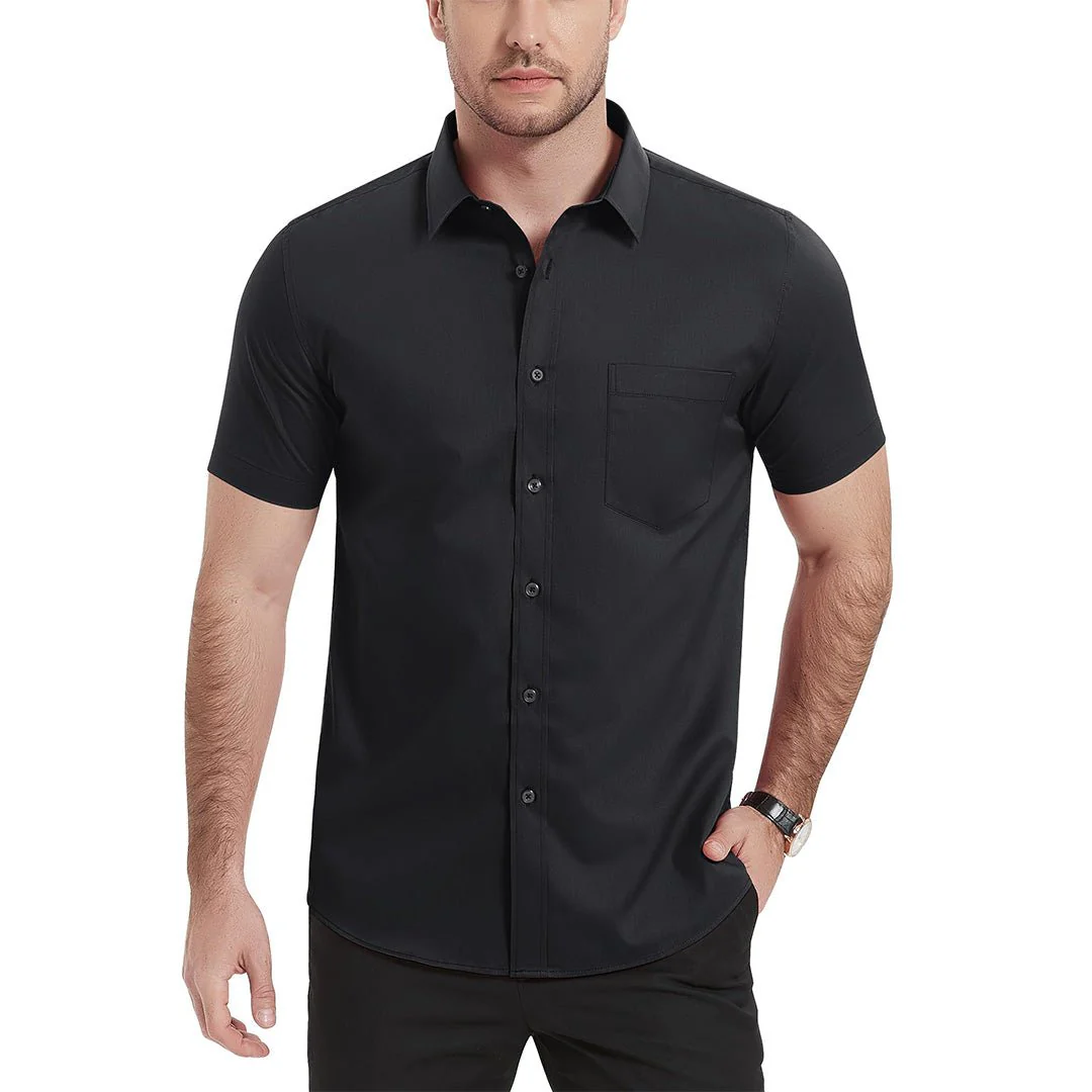 Men's Summer Casual Regular Fit Button Down Short Sleeve T-shirt
