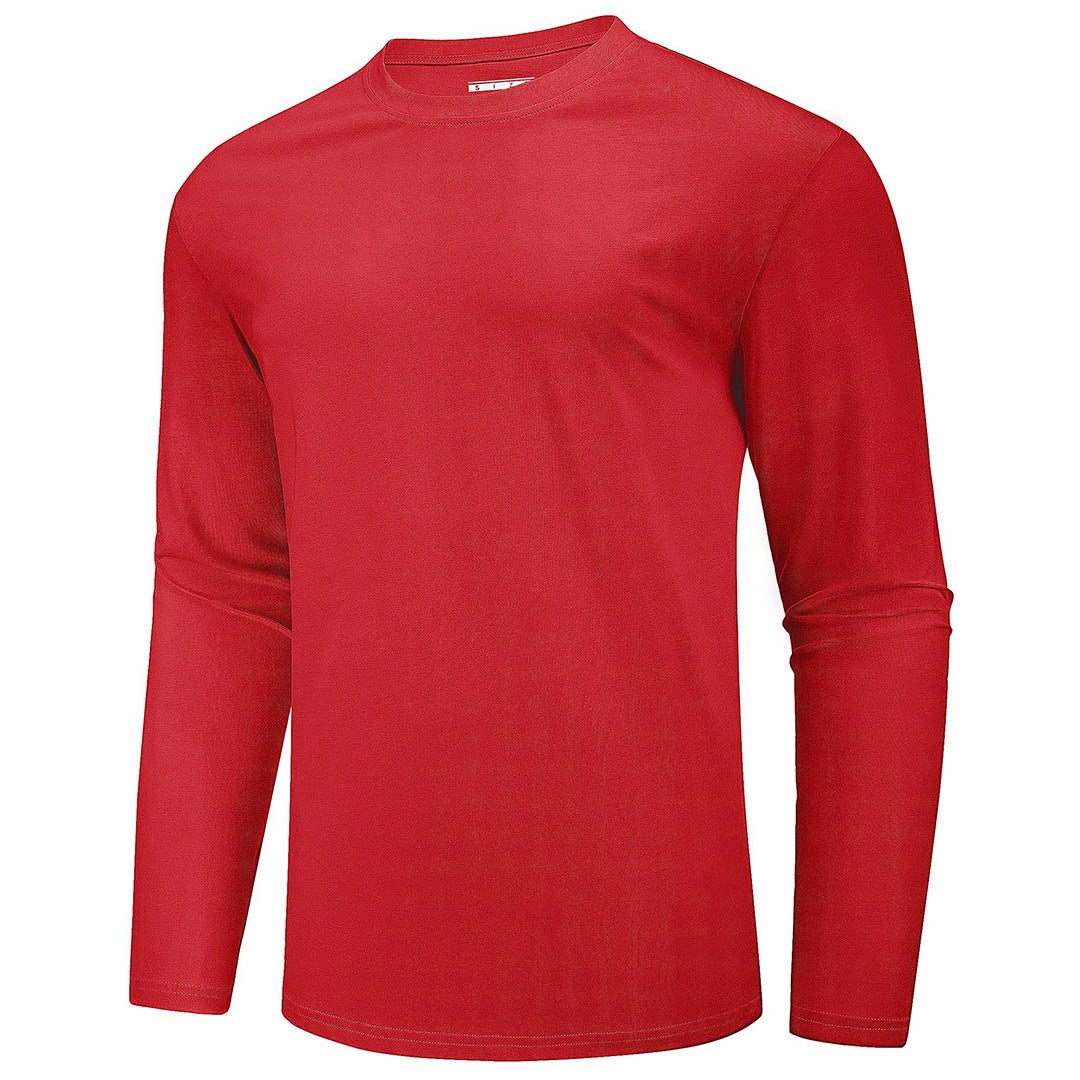 Men's Cotton Solid Color Classic Casual Long Sleeve T-shirt