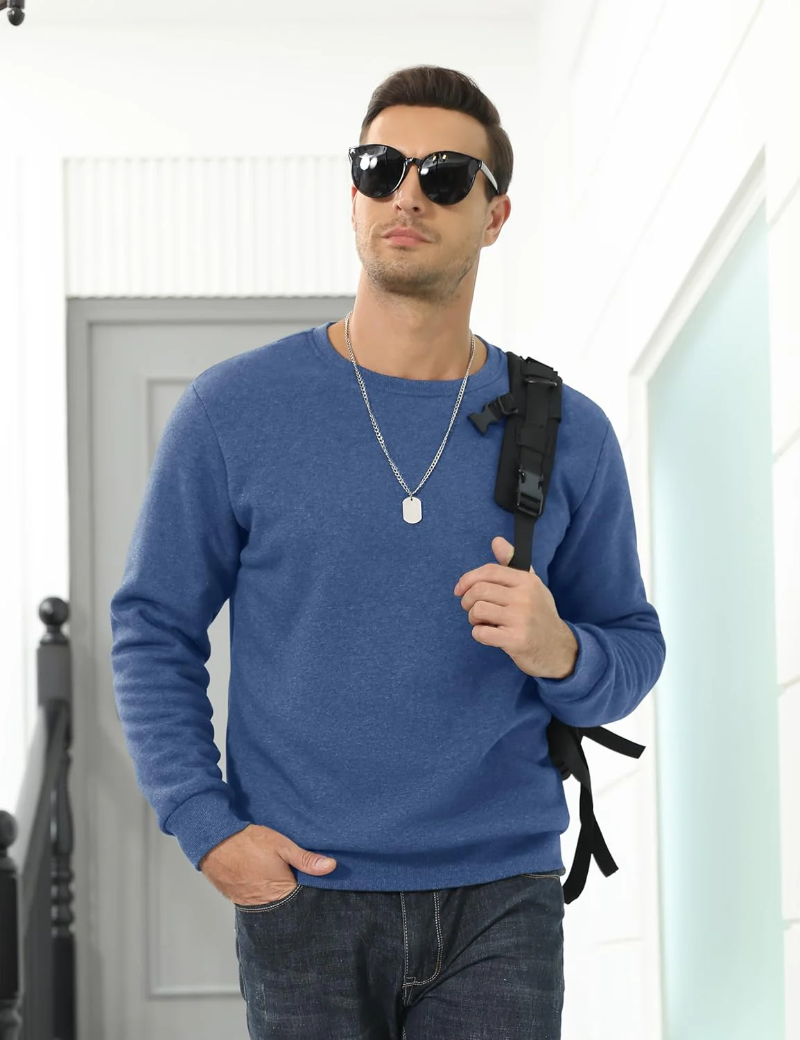 Men's Uncw Sweatshirts Vintage Crewneck Winter Active Warm Outdoor