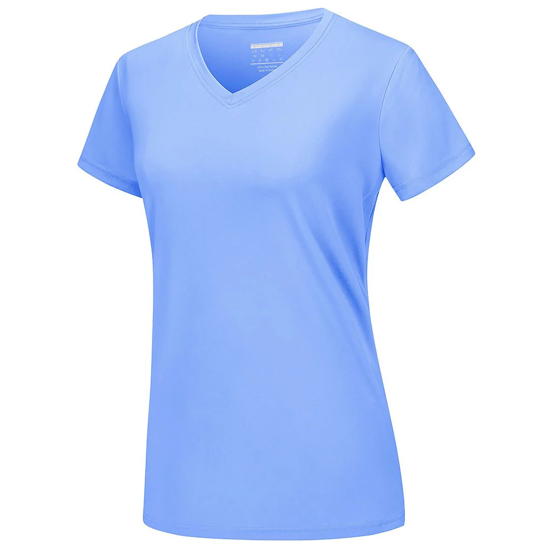 Women's UPF 50+ Sun Protection V-Neck Quick Dry Short Sleeve T-shirts