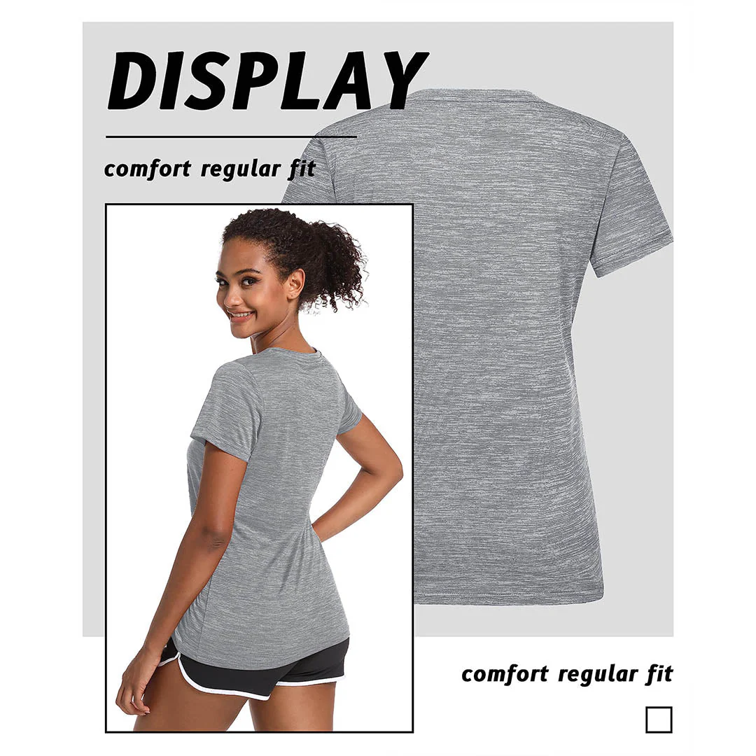 Women's Quick Dry Athletic V-Neck Yoga Gym T-shirts