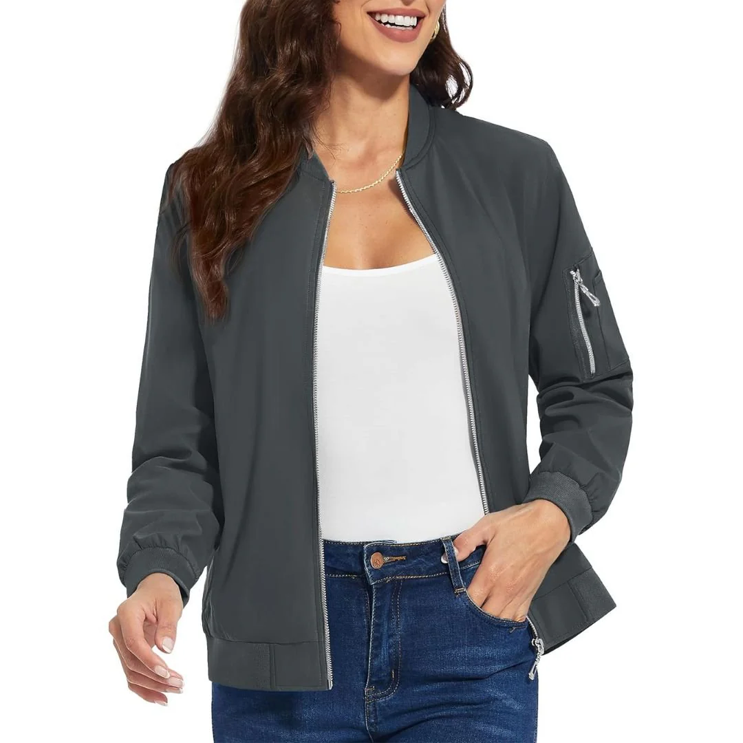 Women's Lightweight Casual Windbreaker Bomber Jackets