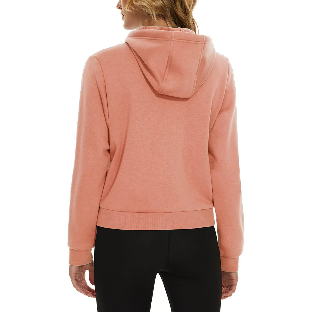 Women's Fleece Lined Full Zip Crop Tops Hoodies
