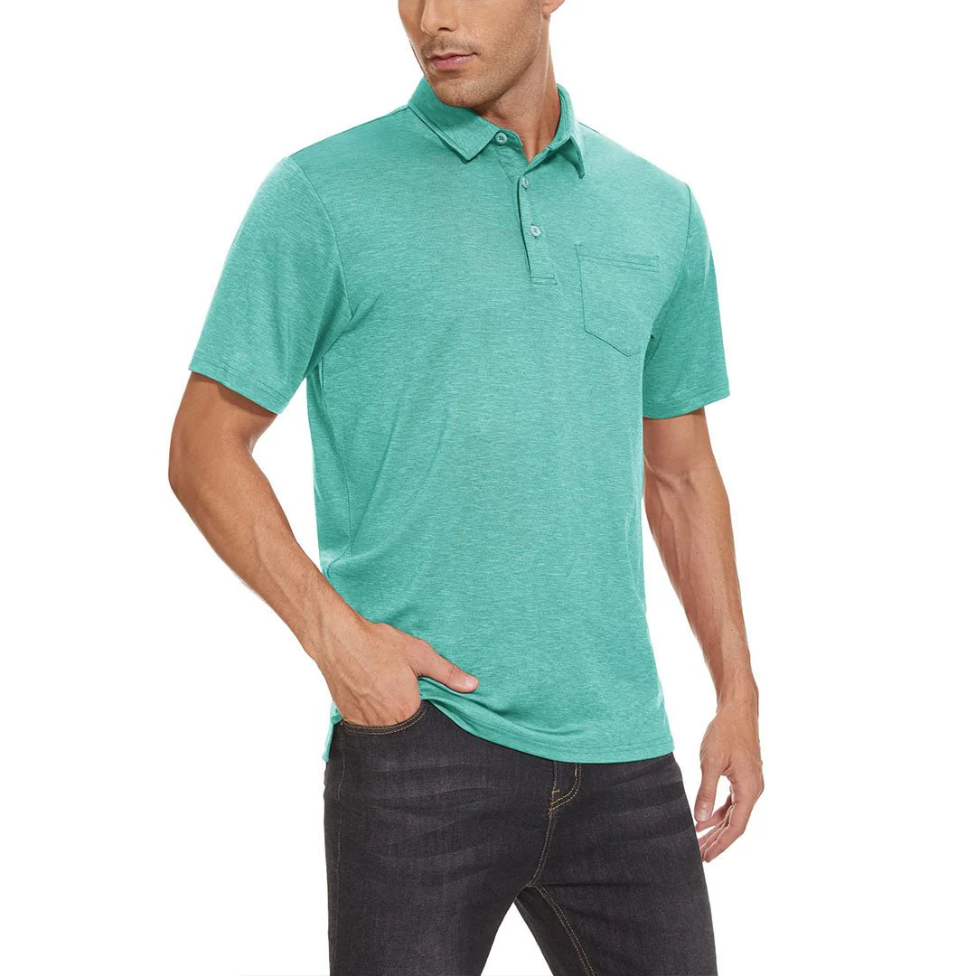 Men's Polo Quick Dry 3 Buttons T-Shirt with Pockets