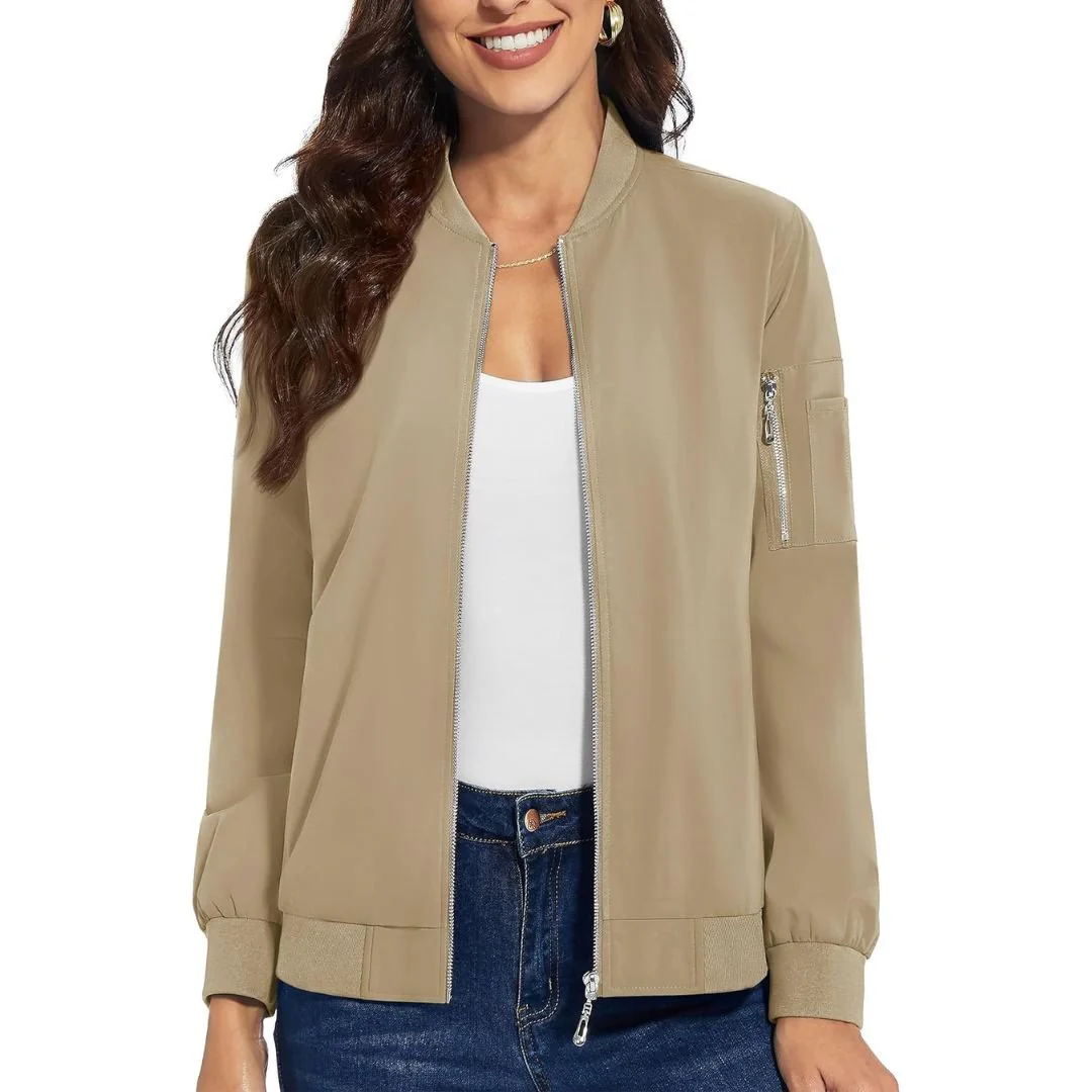Women's Lightweight Casual Windbreaker Bomber Jackets